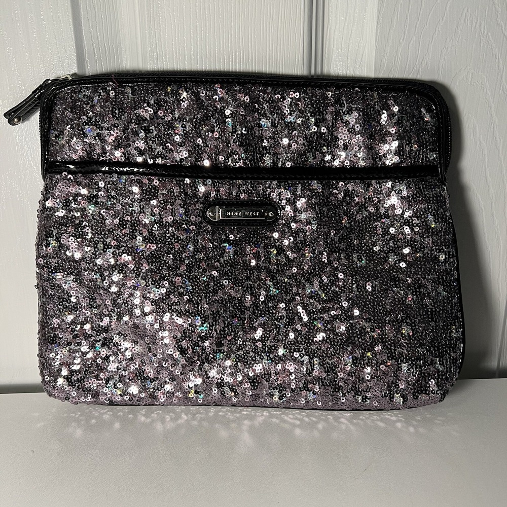 Nine West Silver Sequin Bag Hot Pink Liner‎